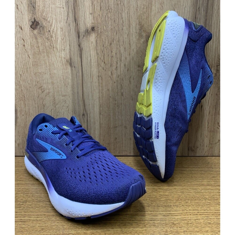 Brooks Ghost 16 Men's 11.5 D Blue Bonnie Yellow Running Shoes 1104181D438